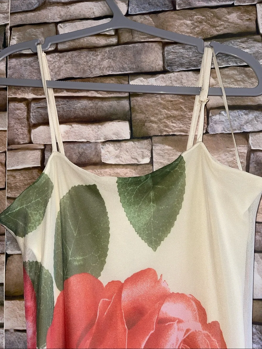 Floral Rose Print Cream Maxi Dress - Unbranded